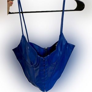 Blue leather corset top size M